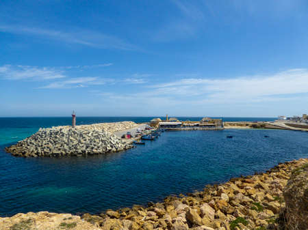 Small fishing port in Monastir in Tunisiaの写真素材