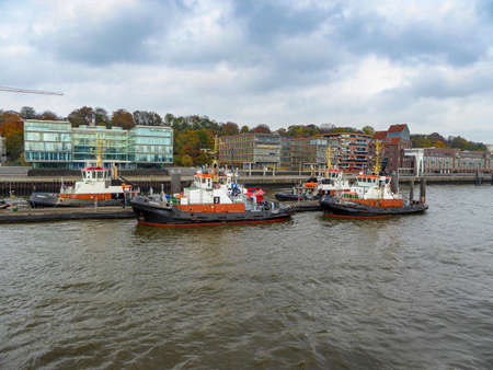Tug boats in the port of Hamburgのeditorial素材