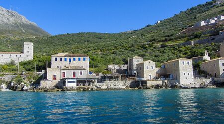 Bay with houses and taverns from the sea side.の写真素材