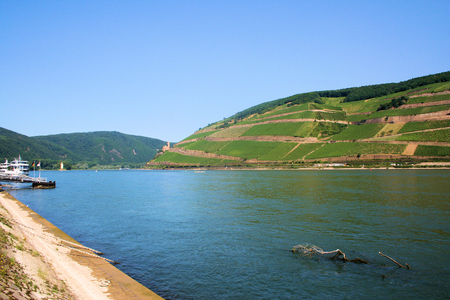 View of the Rhine in the Middle Rhine Valley near Bingen.のeditorial素材