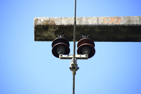 Power line on a power poleの写真素材