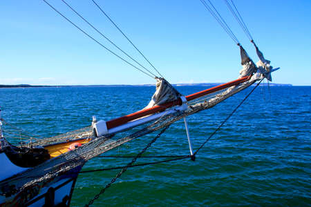 Bow with sails on a sailing boat