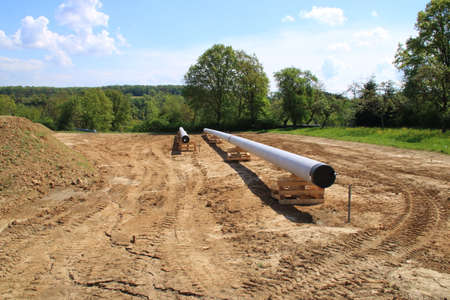 Laying of empty pipes near Hochdorf an der Enzの写真素材