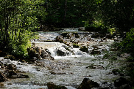 Rocks and stones in the course of the Ache near Ramsau