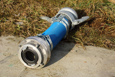 Hose is connected with a quick coupling for agricultureの写真素材