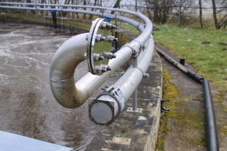 Pipe in a sewage treatment plant was closed with a lidの写真素材