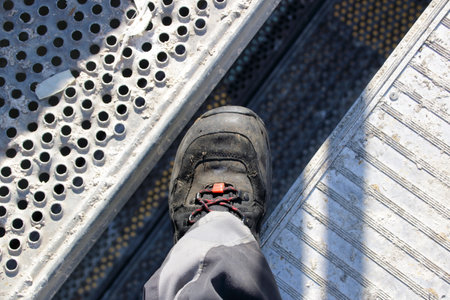 On a scaffolding the distance to the wall is too wideの写真素材