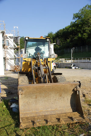 Wheel loader was parked on a gravel area
