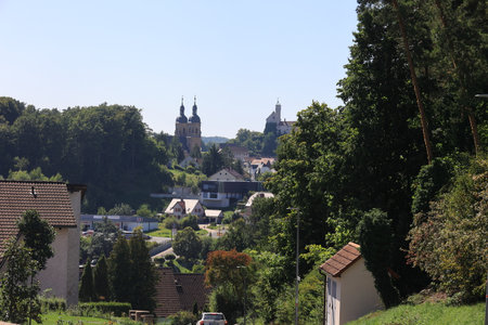 View of the town of GÃ¶Ãweinstein in Bavariaの写真素材