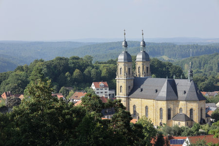View of the basilica in GÃ¶Ãweinstein in Bavariaの写真素材