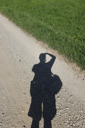 Silhouette on gravelの写真素材