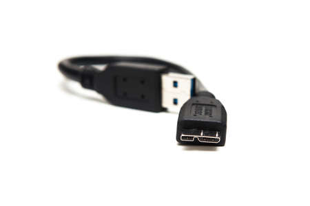 USB 3.0 cable with type A and Micro-B type connector isolated on white background