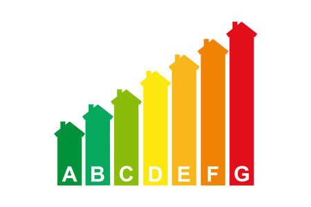 Housing energy efficiency rating certification system in vectorのイラスト素材