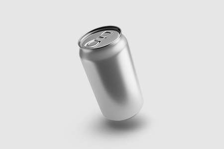 350ml Energy drink soda can mockup template, isolated on light gray background. High resolution.の写真素材
