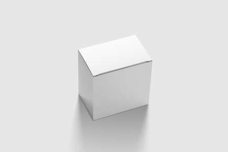 Photorealistic Long Square Cardboard Package Box Mockup on light gray background. Mockup template...