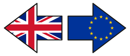 Flags Of The United Kingdom And The European Union Vector Illustration On White Backgroundのイラスト素材