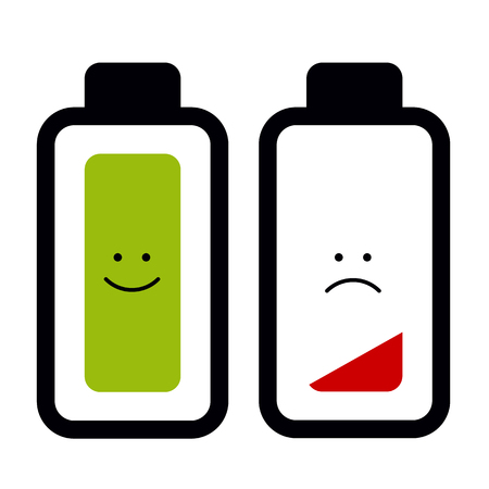 Battery Icons Full Empty - Vector Illustration - Isolated On White Backgroundのイラスト素材