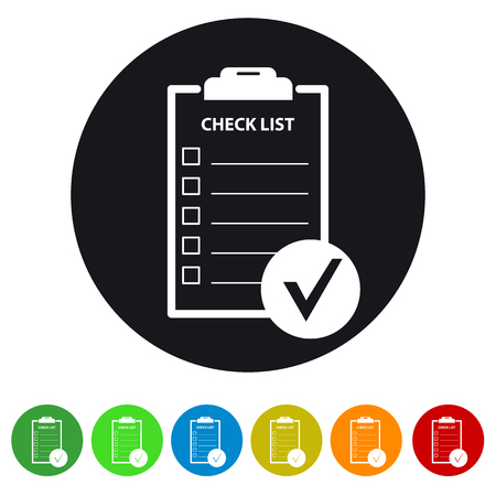 Set of checklist icon with different colored background.のイラスト素材