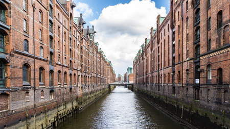 Warehouses in Speicherstadt Hamburg, Germanyの写真素材