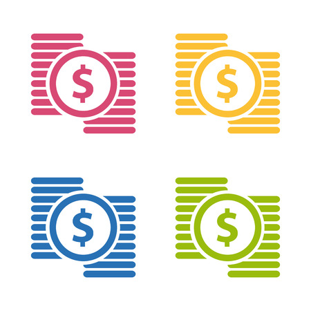 Dollar Money Concept Flat Icon - Colorful Vector Illustration- Isolated On White Backgroundのイラスト素材
