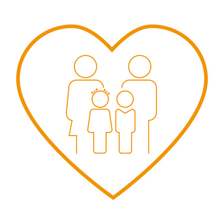 Family - Heart Flat Line Iconのイラスト素材