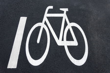 Bicycle road sign on the road - Bicycle pathの写真素材