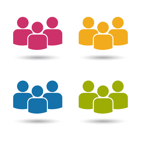 Group Of People Flat Icons For Apps And Websites - Colorful Vector Illustrations - Isolated On White Backgroundのイラスト素材