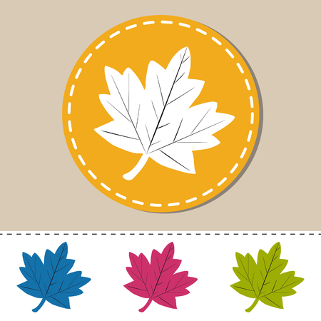 Leaf Autumn Web Icons - Colorful Vector Illustration - Isolated On White Backgroundのイラスト素材