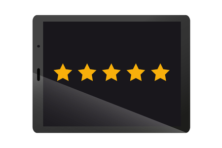 Product Rating Stars On Black Modern Tablet Device - Vector Illustration - Isolated On White Backgroundのイラスト素材