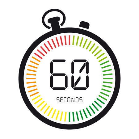 Time And Clock, 60 Seconds - Vector Illustration - Isolated On White Backgroundのイラスト素材