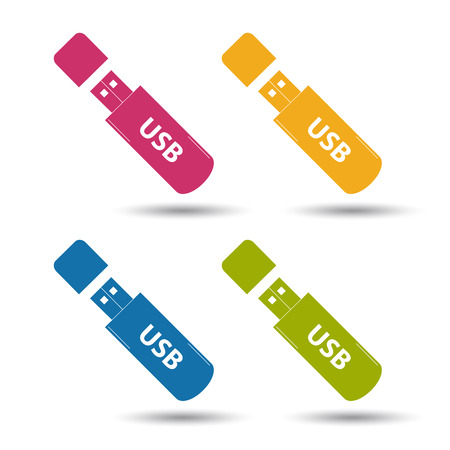 Pendrive USB Stick Icon - Colorful Vector Illustration - Isolated On White Backgroundのイラスト素材