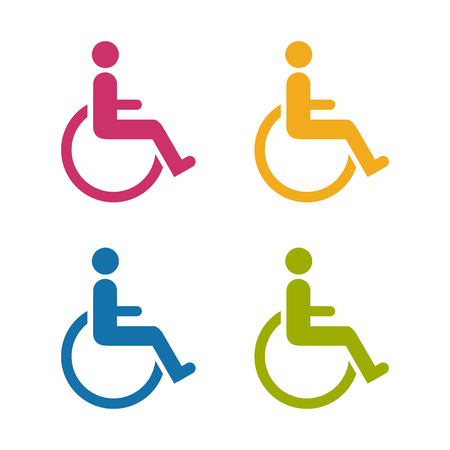 Wheelchair colorful vector icons isolated on white Background.のイラスト素材