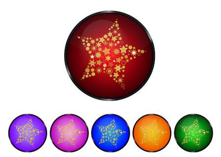 Christmas Star - Colorful Button Set Vector illustration.のイラスト素材