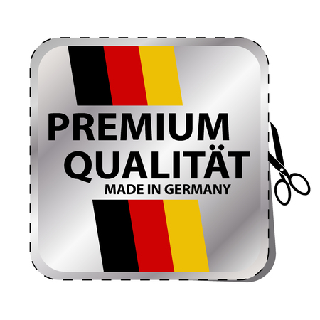 Premium Quality Made In Germany Button - Vector Sticker Illustration - Isolated On White Backgroundのイラスト素材