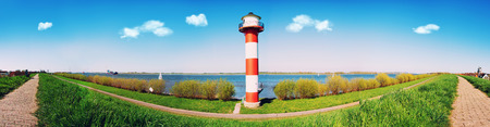 Lighthouse On The Dike - Panoramic View