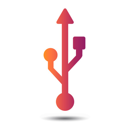 USB Symbol - Flat Icon For Apps And Websites - Retro Hipster Vector Illustration - Isolated On White Backgroundのイラスト素材