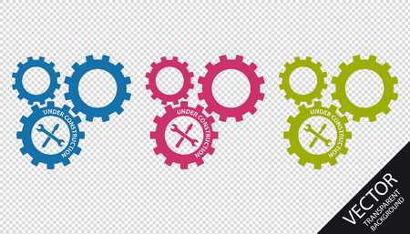 Gears Under Construction With Tools - Colorful Vector Icons - Isolated On Transparent Backgroundのイラスト素材