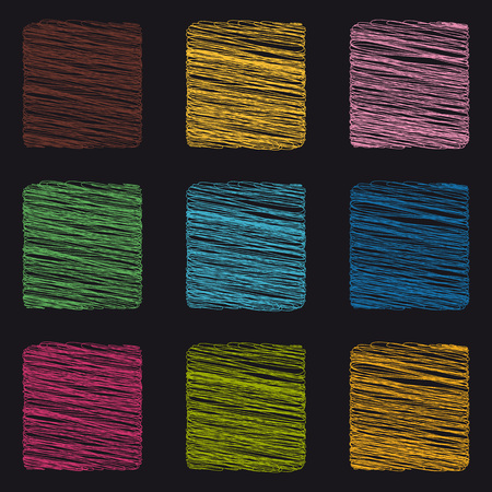 Scribble Square Buttons - Colorful Vector Icons - Isolated On Black Backgroundのイラスト素材