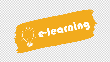 e-Learning And Lightbulb Brushstroke Banner - Yellow Vector Illustration - Isolated On Transparent Backgroundのイラスト素材