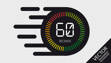 Speed Clock 60 Seconds Flat Icon - Vector Illustration - Isolated On Transparent Backgroundのイラスト素材