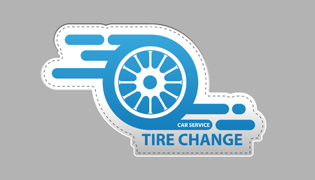 Tire Change Car Service Icon Sticker - Vector Illustration - Isolated On Gray Backgroundのイラスト素材