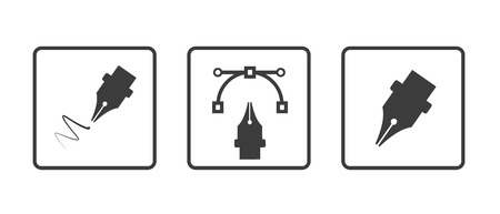 Pen Tool Curve Control Point - Different Simple App Icons - Vector Illustration - Isolated On White Backgroundのイラスト素材