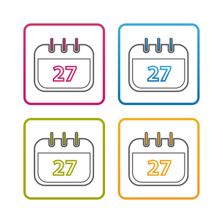 Calendar - Outline Styled Icon - Editable Stroke - Colorful Vector Illustration - Isolated On White Backgroundのイラスト素材