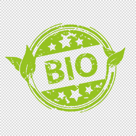 Bio Rubber Stamp Seal - Green Vector Illustration - Isolated On Transparent Backgroundのイラスト素材