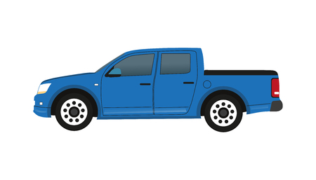 Blue Pickup Truck - Vector Illustration - Isolated On White Backgroundのイラスト素材