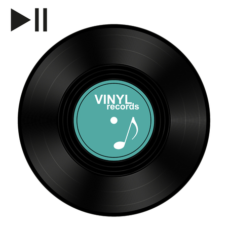Vinyl Record - Black Vector Illustration - Isolated On White Backgroundのイラスト素材