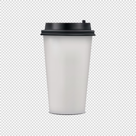 Realistic Blank Coffee Paper Cup With Lid - Vector Illustration - Isolated On Transparent Backgroundのイラスト素材