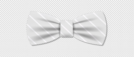 Realistic Bow Tie - White Vector Illustration - Isolated On Transparent Backgroundのイラスト素材