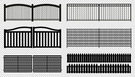 Fence Panels - Different Silhouettes - Vector Illustrations - Isolated On Transparent Backgroundのイラスト素材