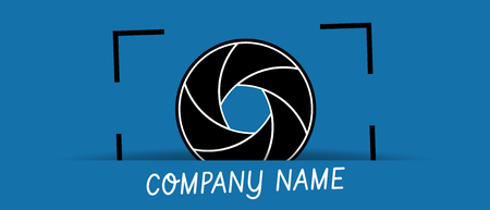 Camera Shutter Aperture Business Logo - Vector Illustration - Isolated On Blue Backgroundのイラスト素材